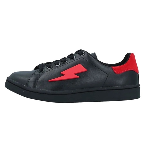 Neil Barrett Shoes - Women’s Neil Barrett Black Leather Tennis Trainer Thunderbolt Size 37